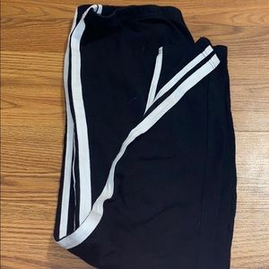 black leggings with white stripes